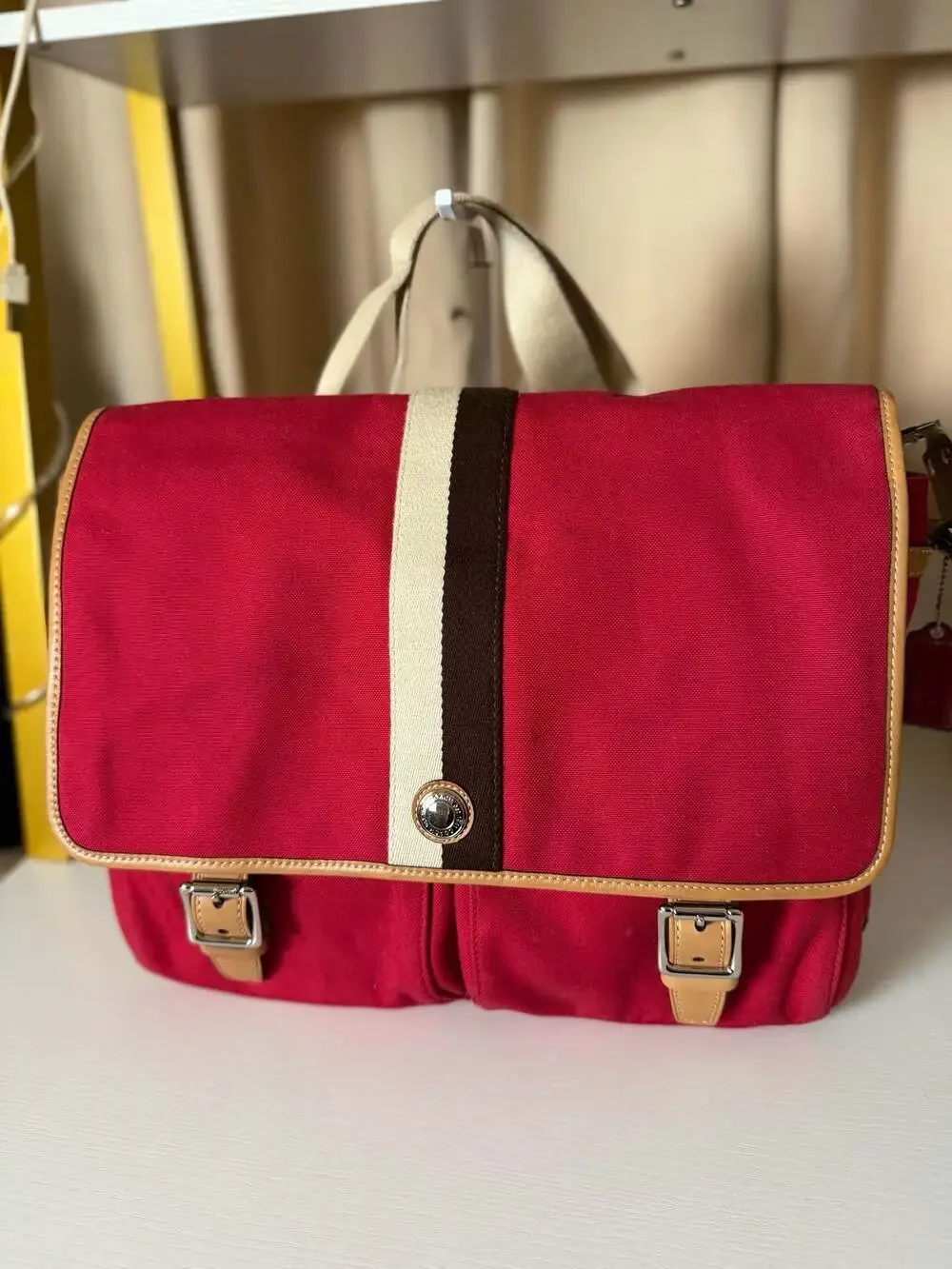 coach heritage stripe canvas messenger bag red f10220 crossbody shoulder bag